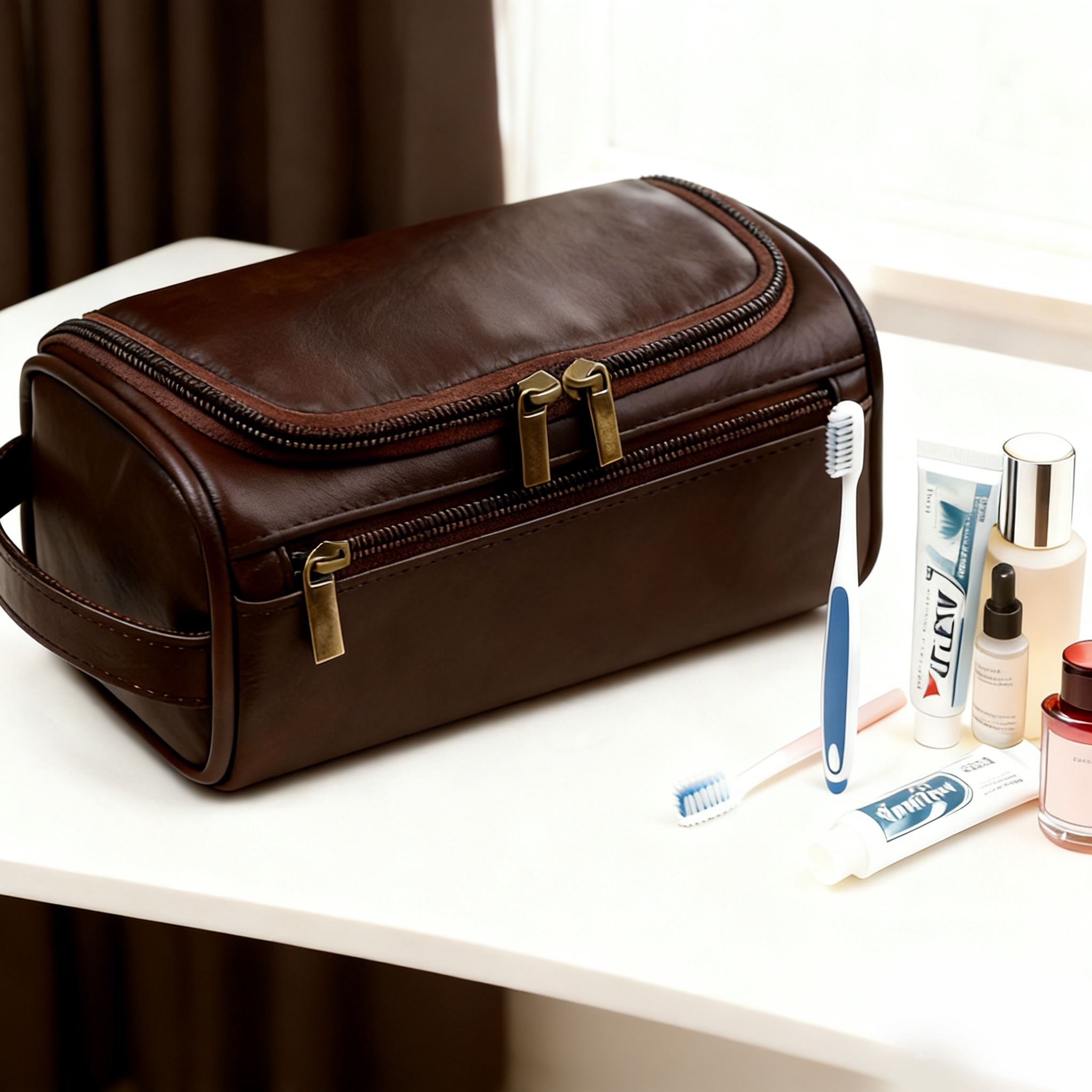 OSO Travel Toiletry Bag - Waterproof PU Leather Organizer