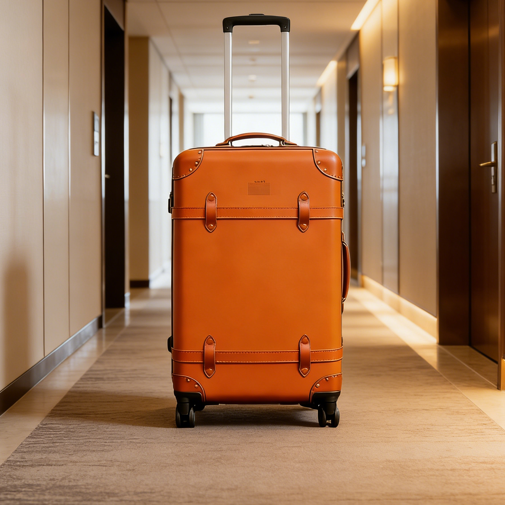 OSO Full-Grain Leather Retro Luggage - 24" TSA Lock