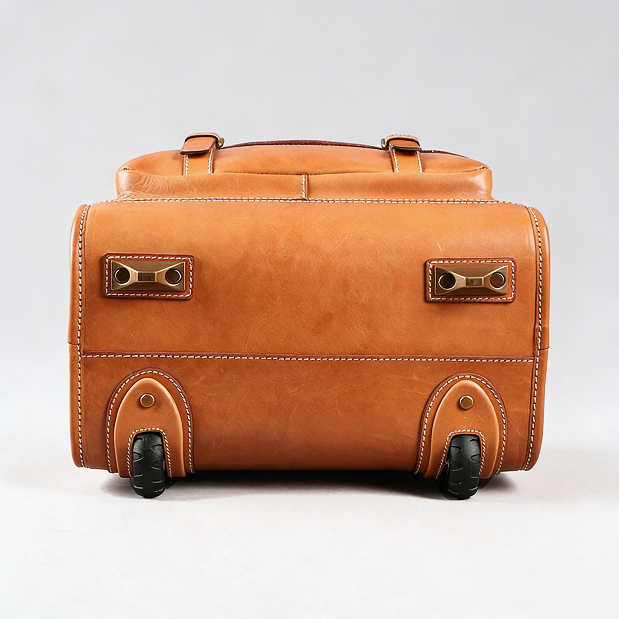 OSO Vintage British Full-Grain Leather Rolling Luggage