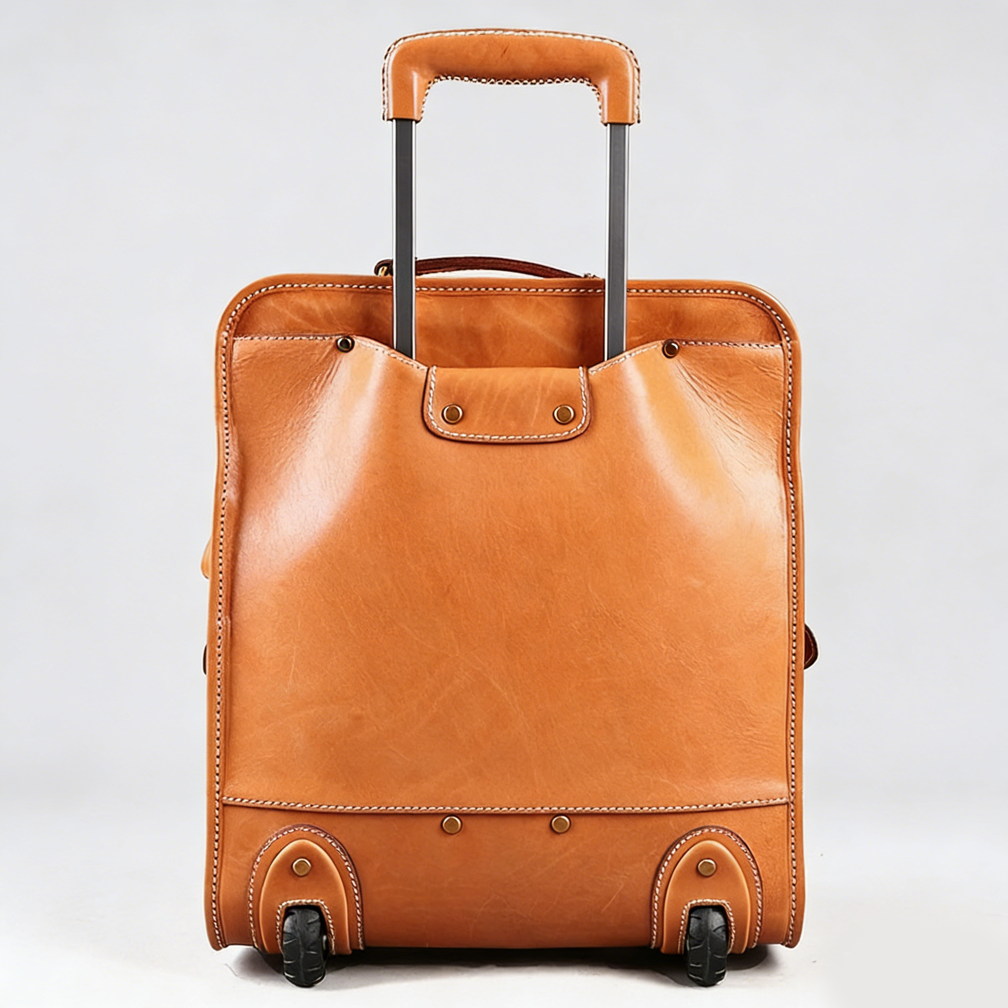 OSO Vintage British Full-Grain Leather Rolling Luggage