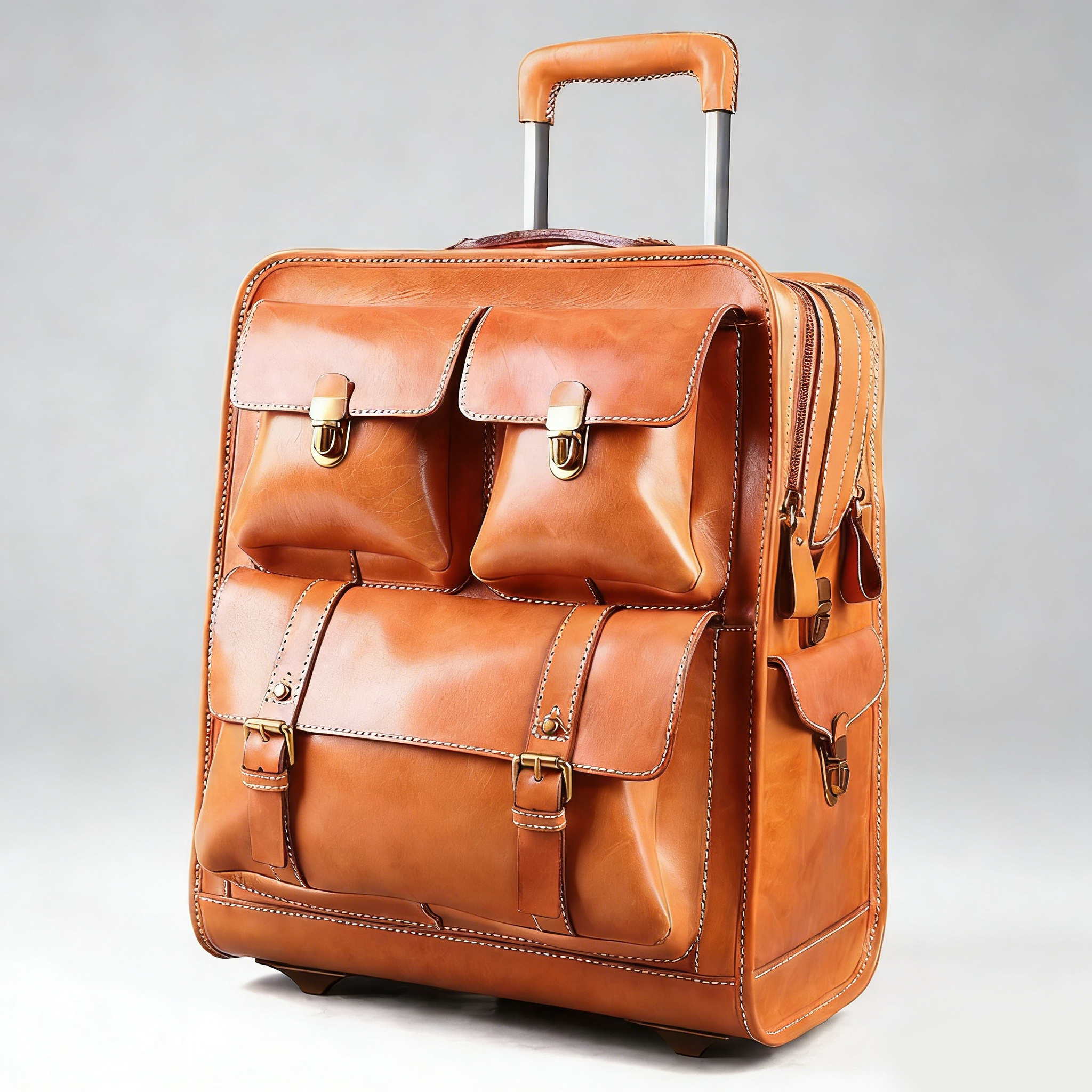 OSO Vintage British Full-Grain Leather Rolling Luggage