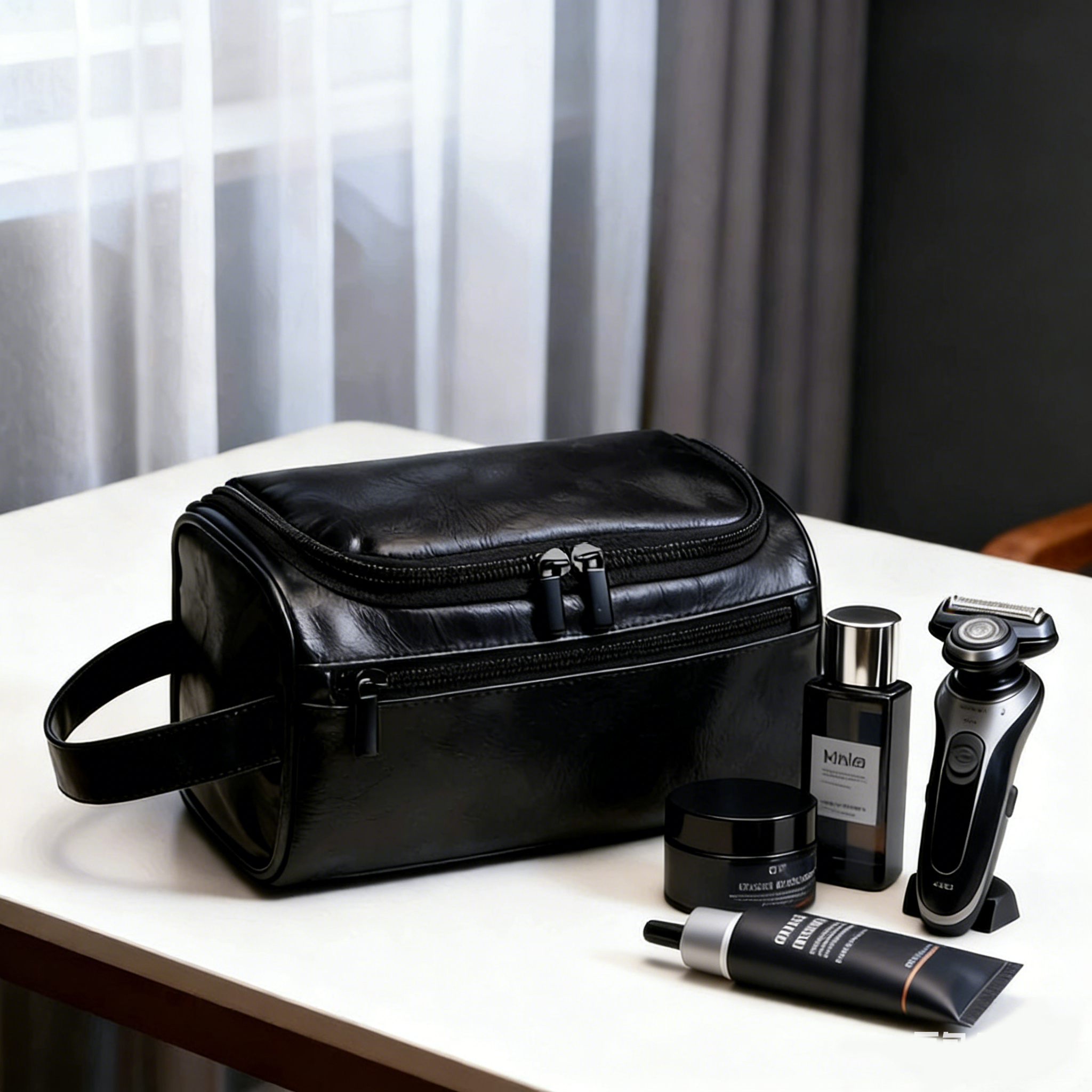 OSO Travel Toiletry Bag - Waterproof PU Leather Organizer