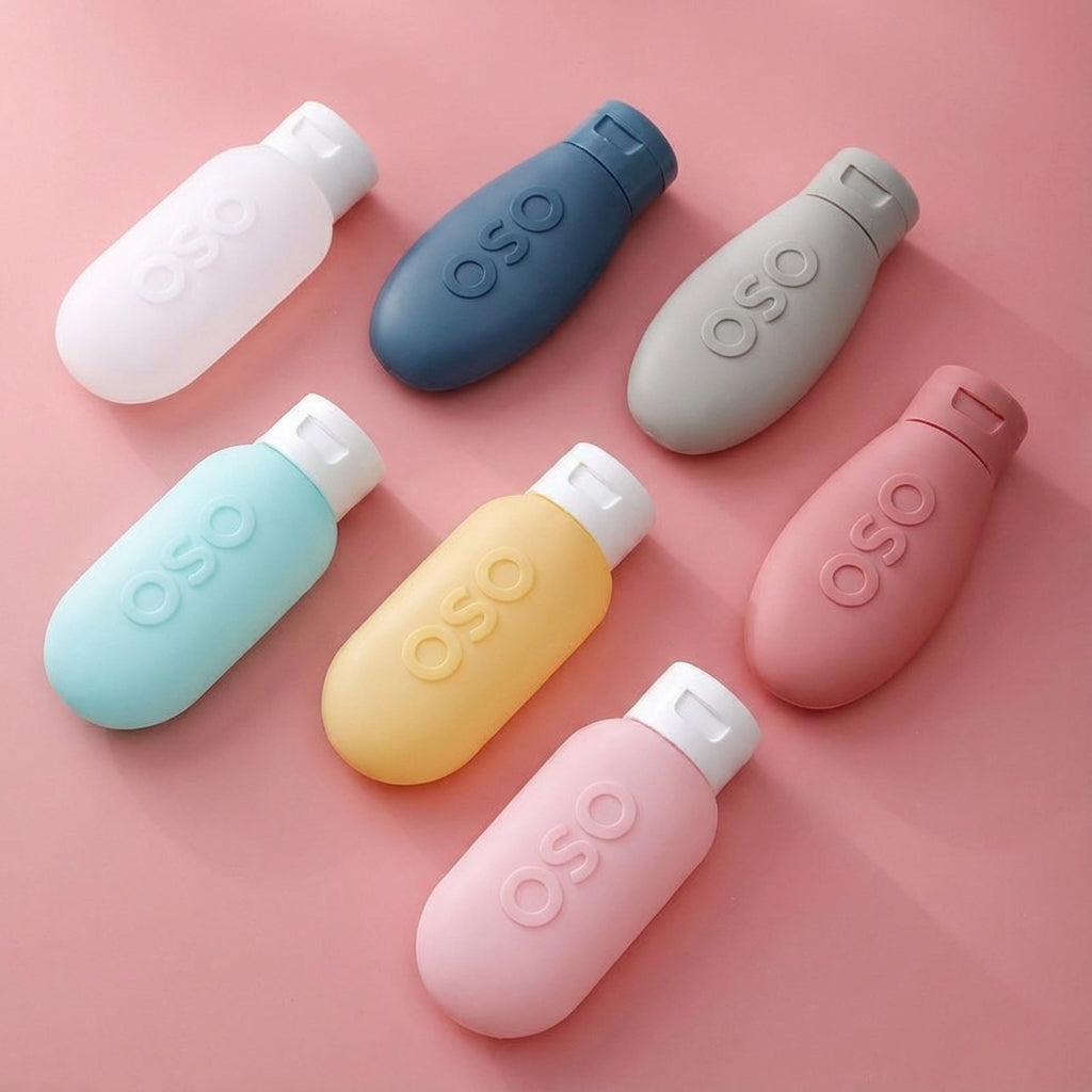 OSO Silicone Travel Bottles set in transparent pouch