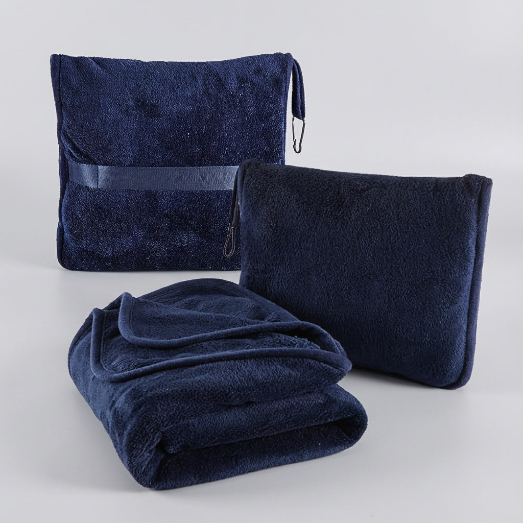 OSO Travel Blanket folded in compact carrying pouch