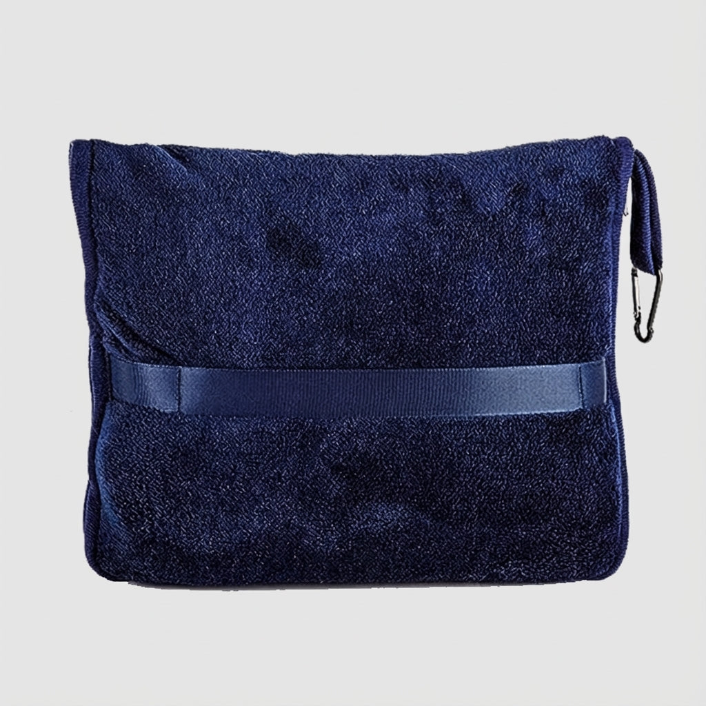 Memory foam travel pillow from OSO Comfort Flight Set showing ergonomic neck support design