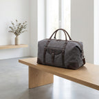 OSO weekender bag in midnight black with leather handles