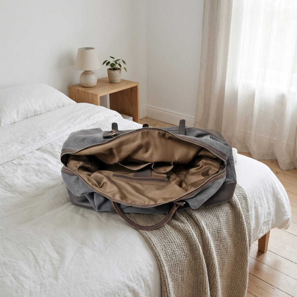 Interior view showing organizational pockets and soft lining