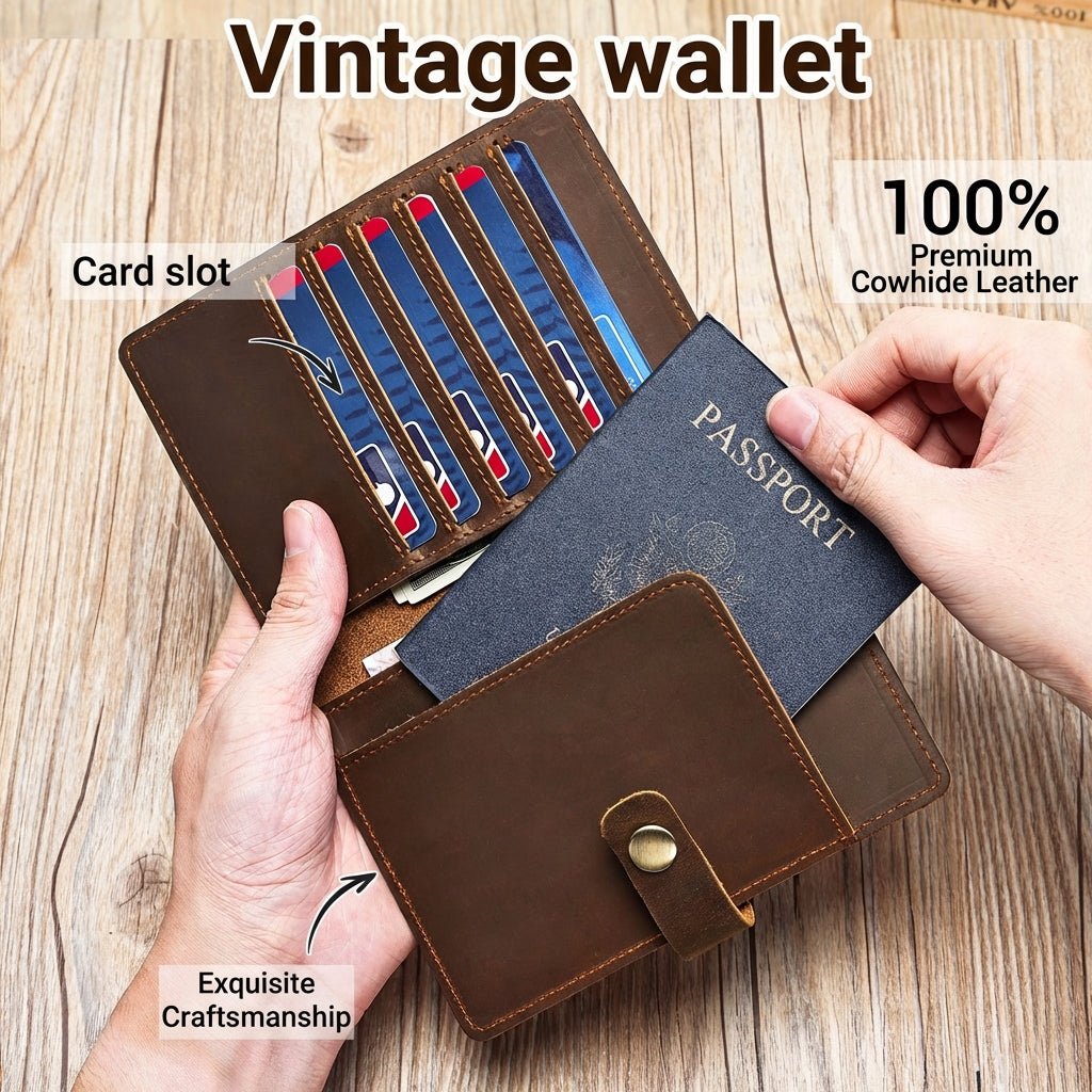 OSO Heritage Passport Holder in Saddle Brown Crazy Horse Leather