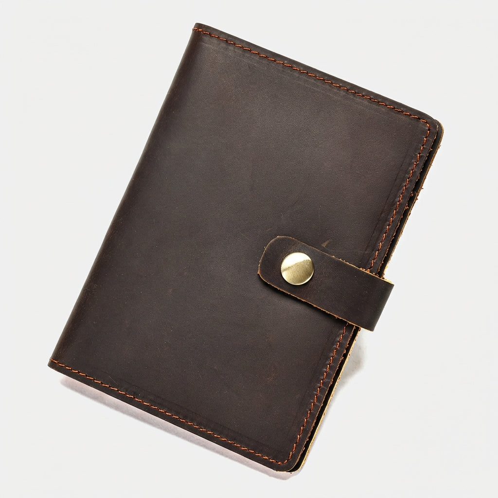 Premium leather passport case showing unique patina development
