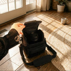 OSO Camera Handbag in Midnight Black exterior view