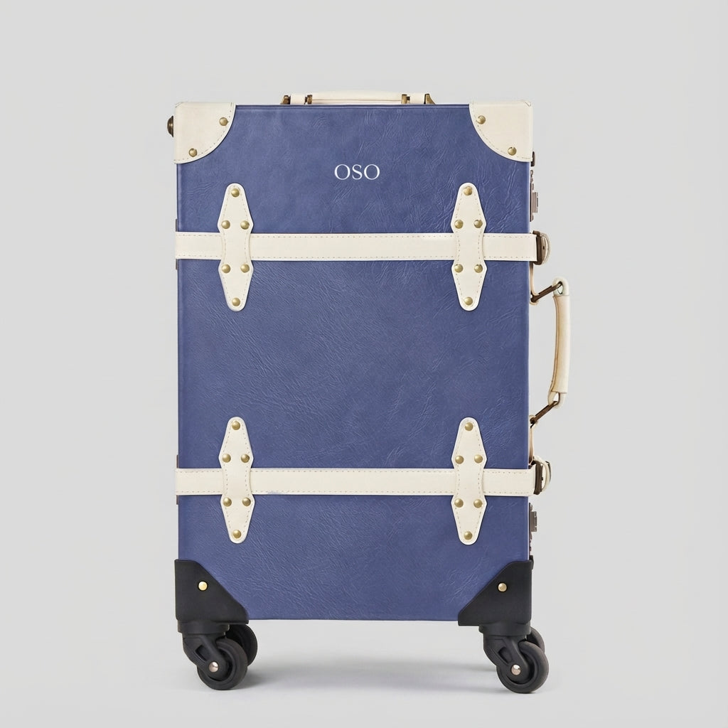 Classic Blue & White OSO Heritage Carry-On with spinner wheels