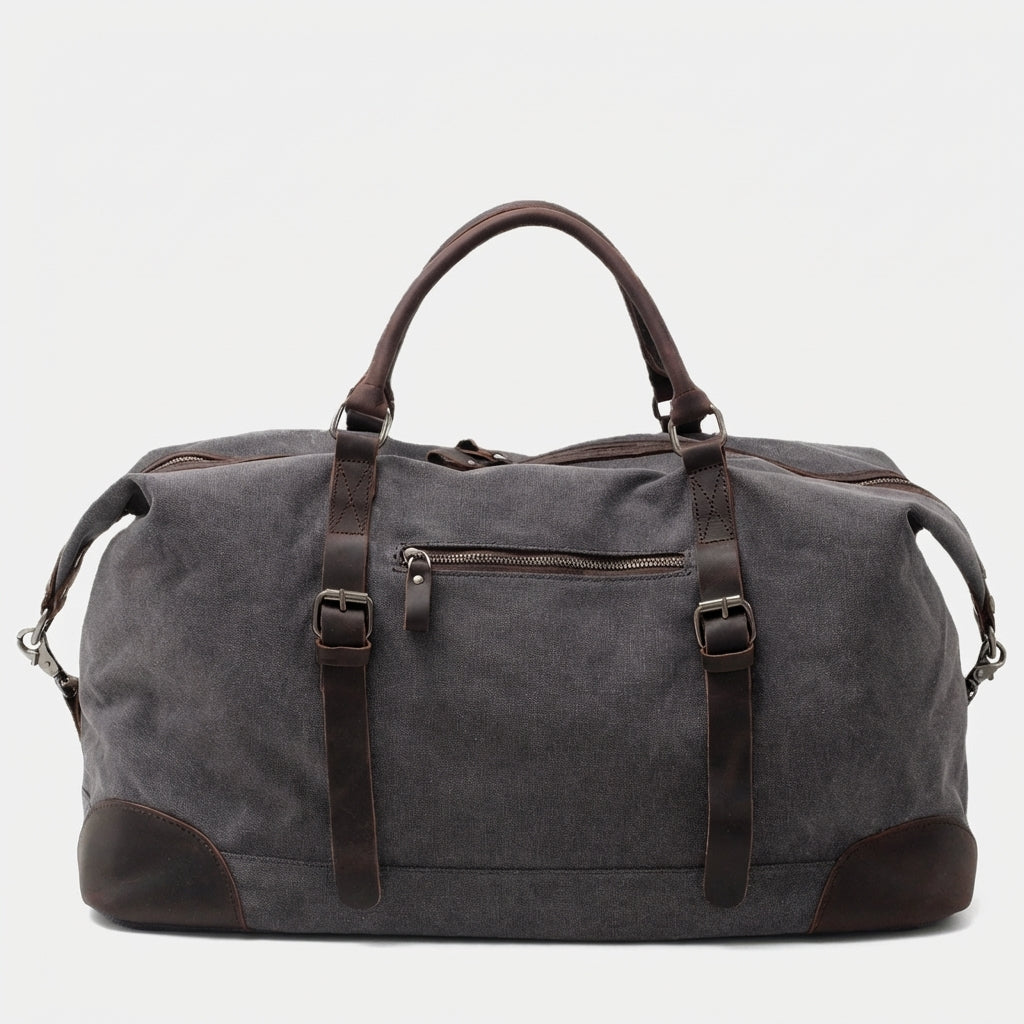 OSO weekender bag in midnight black with leather handles