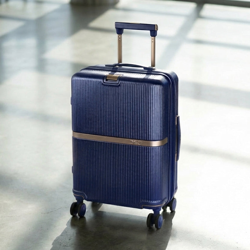 Graduate Bundle components: carry-on, tech case, and luggage tag arranged