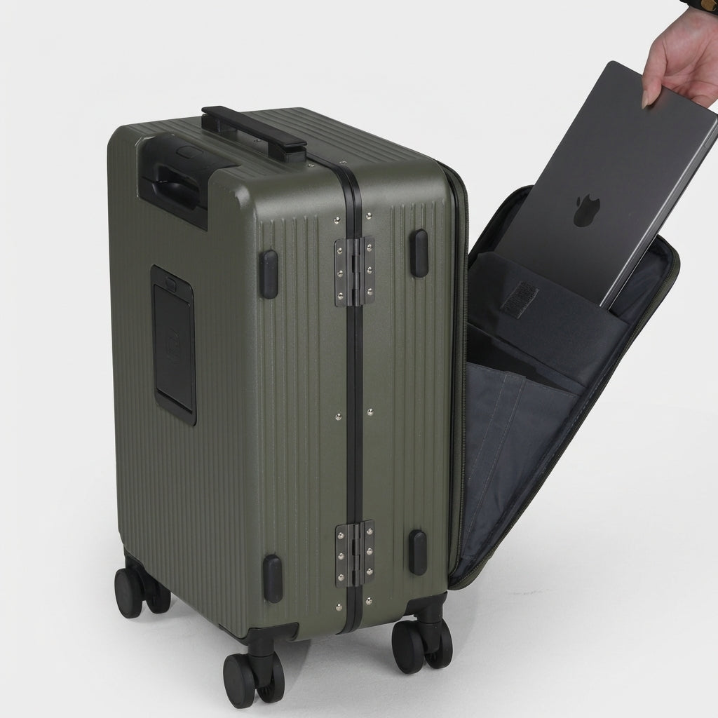 Detached front compartment functioning as laptop backpack in Carbon Grey