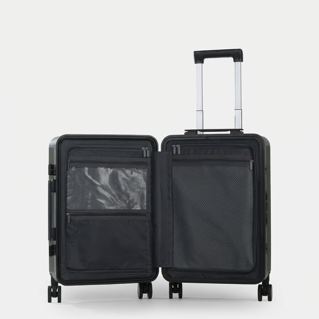 OSO Nomad modular luggage showing spinner wheels and minimalist design