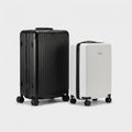 Close-up of OSO luggage polycarbonate shell and spinner wheels