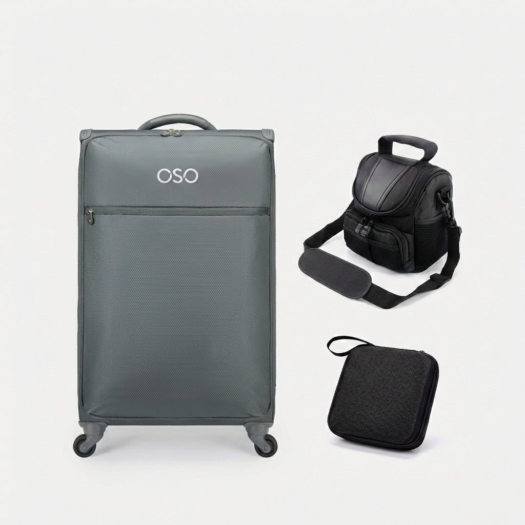 Padded camera handbag and tech organizer from OSO travel bundle