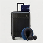 Travel relaxation accessories including memory foam pillow and blackout mask