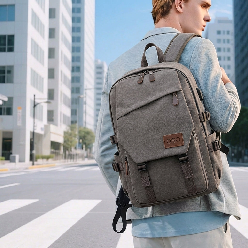 Minimalist backpack interior showing organized compartments