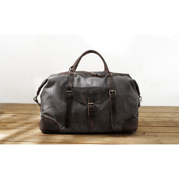Carry-on sized duffle bag in slate grey with minimalist design