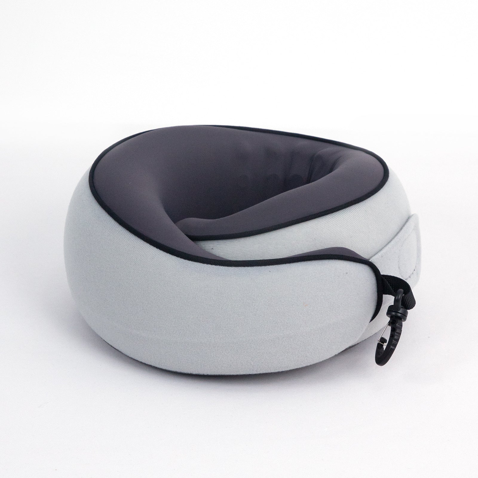 OSO Comfort Flight Set with memory foam pillow, travel blanket and eye mask arranged on neutral surface